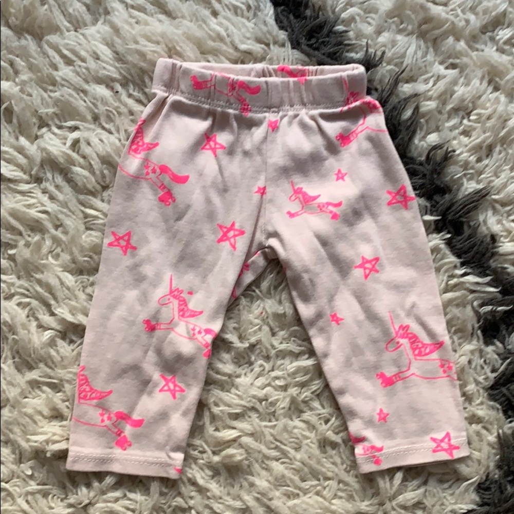 Kira unicorn and stars pink organic pants 0-6